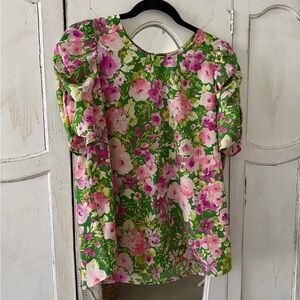 Pleione Floral Puff Sleeve Blouse - Size M